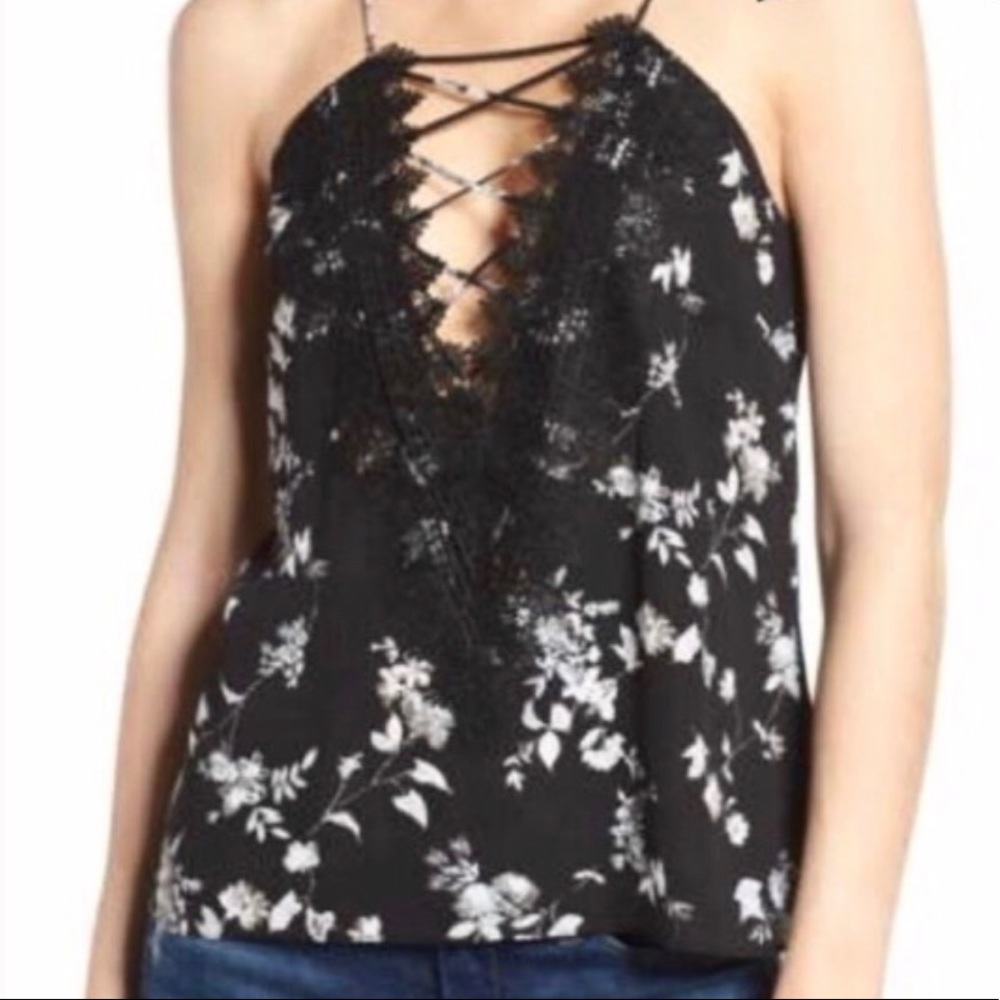 Wayf floral lace tank